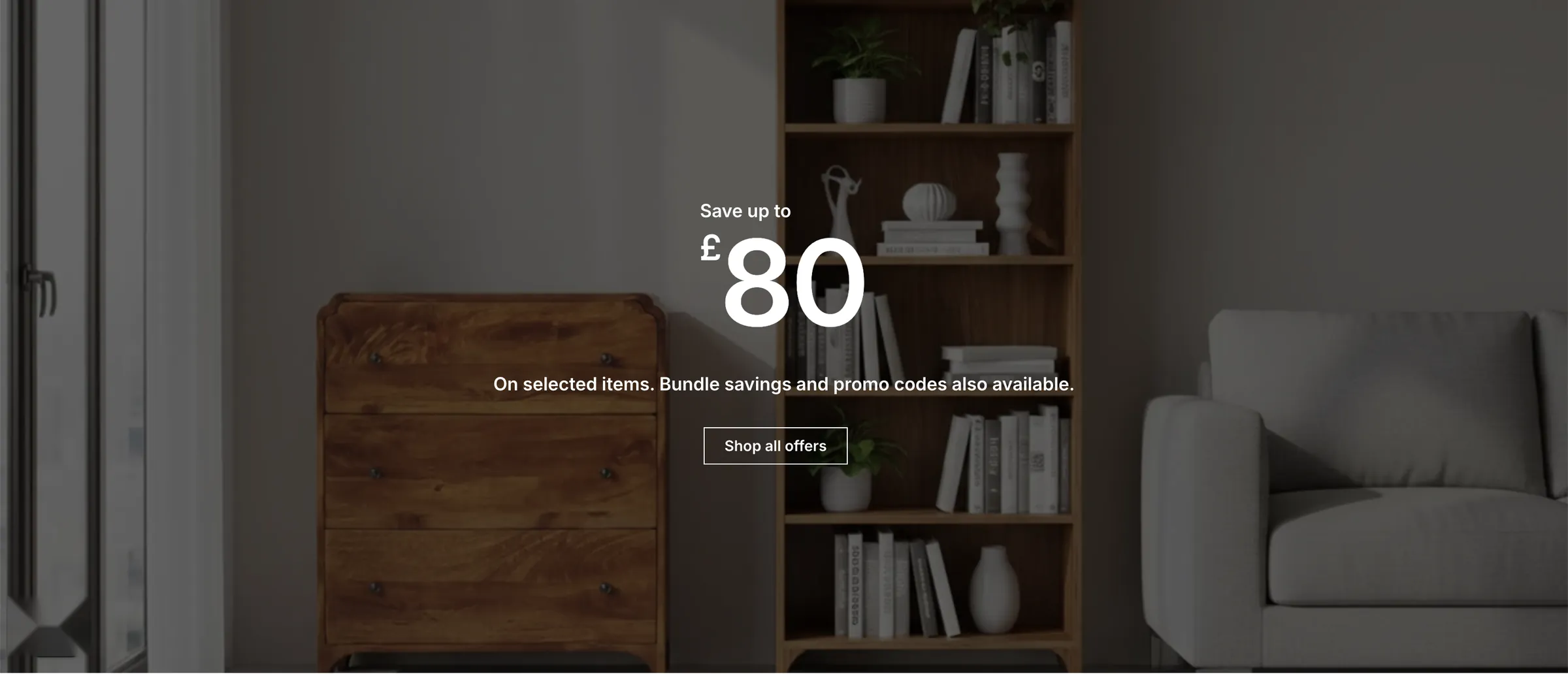 Ashford Furniture — A promotional banner offering savings of up to £80 on selected items.