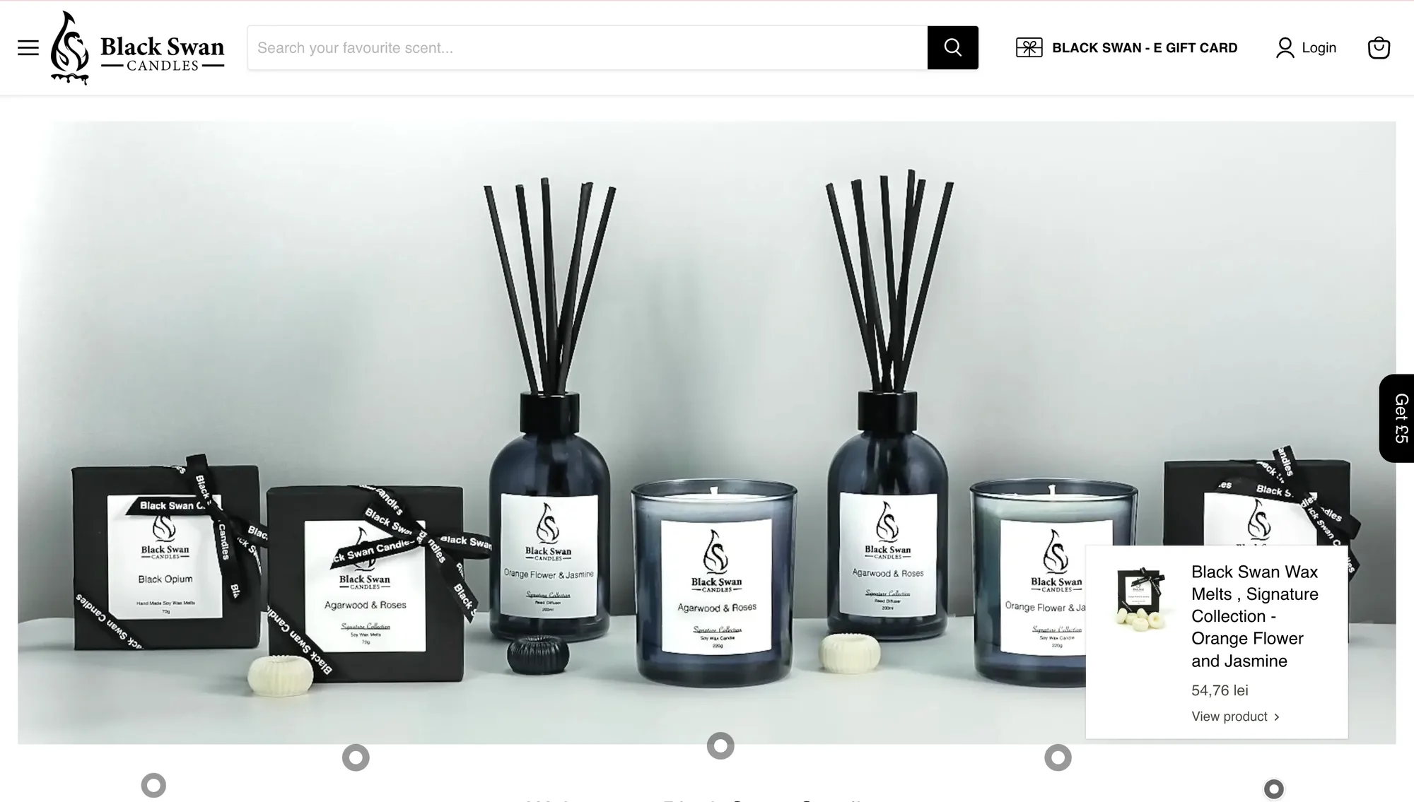 Black Swan Candles — Black Swan Candles storefront presenting candles, reed diffusers and wax melts.