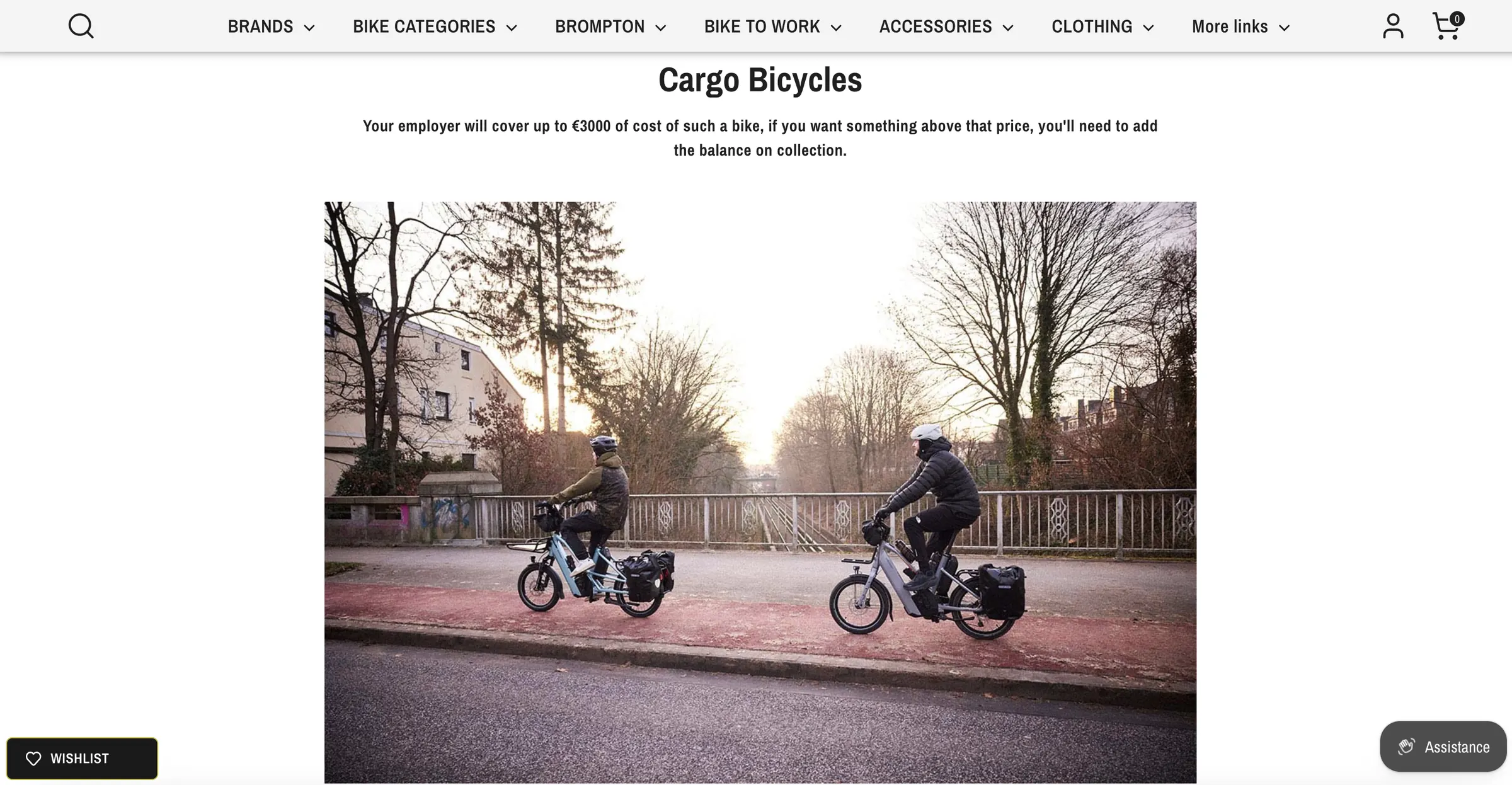Cycleways — Cargo bike category with employer contribution guidance.