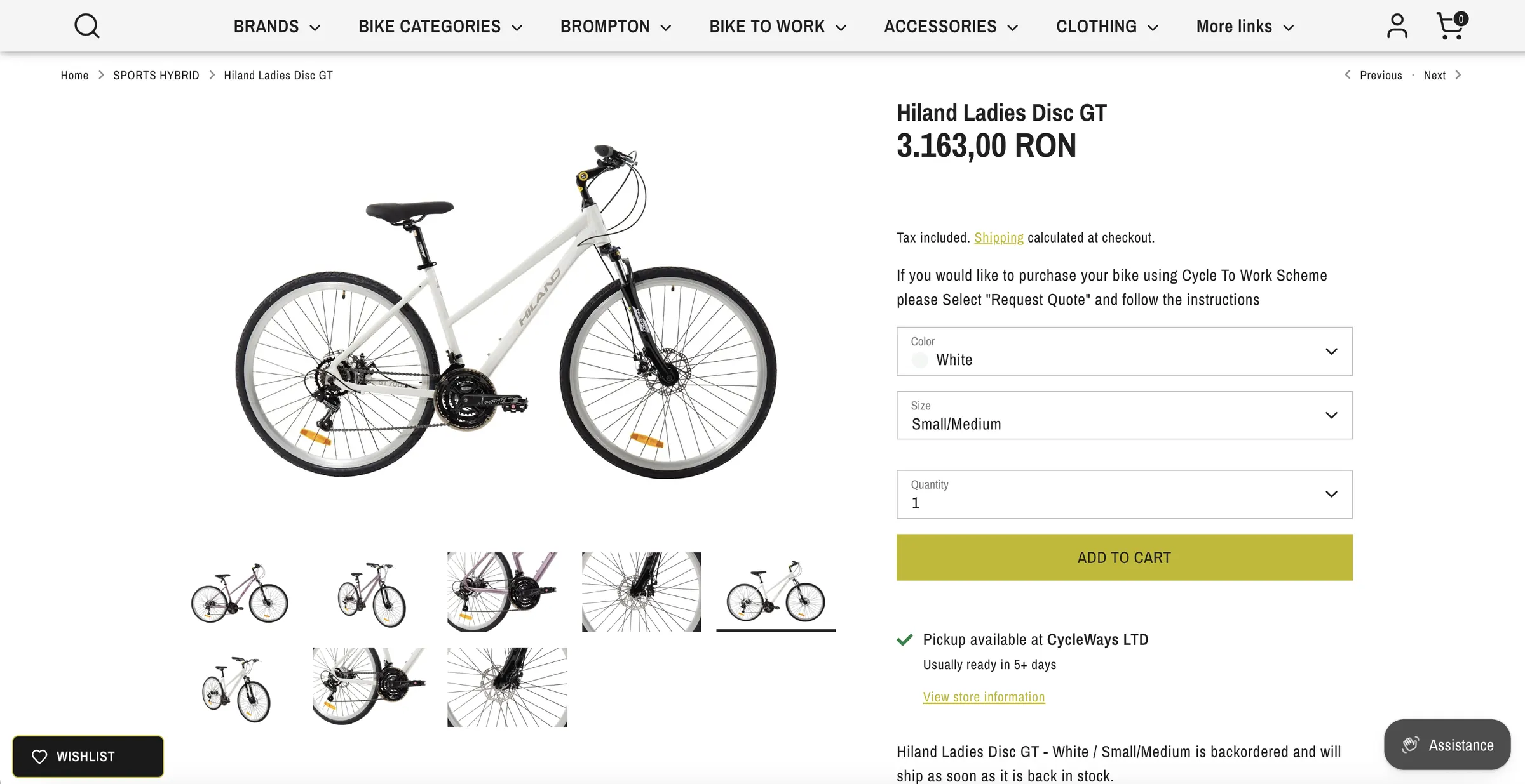 Cycleways — Product pages point Bike to Work buyers to the quote request.