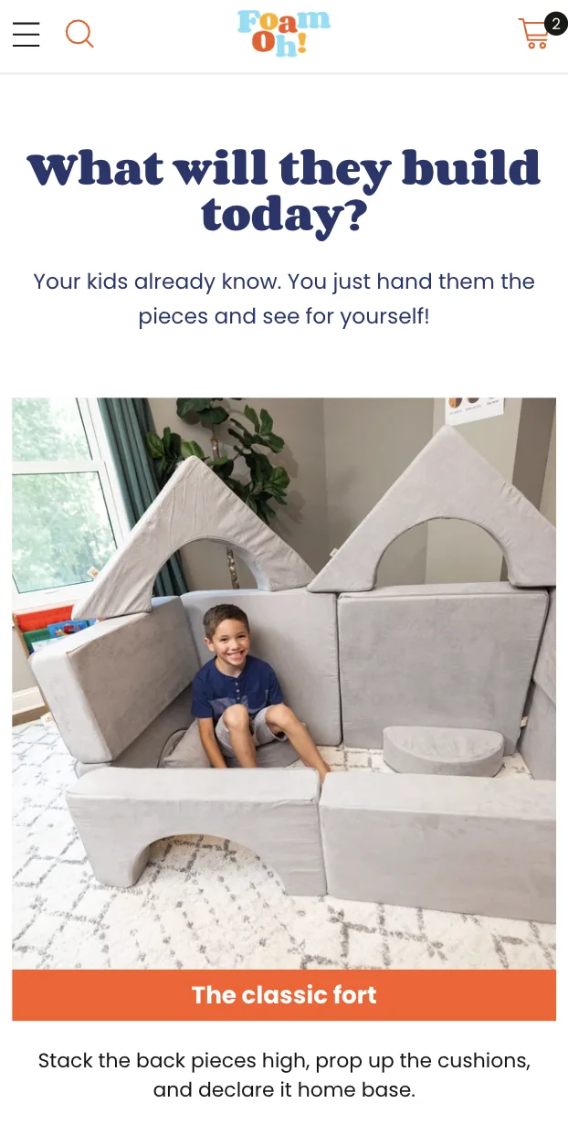 FoamOh — Mobile play inspiration with a classic fort layout.