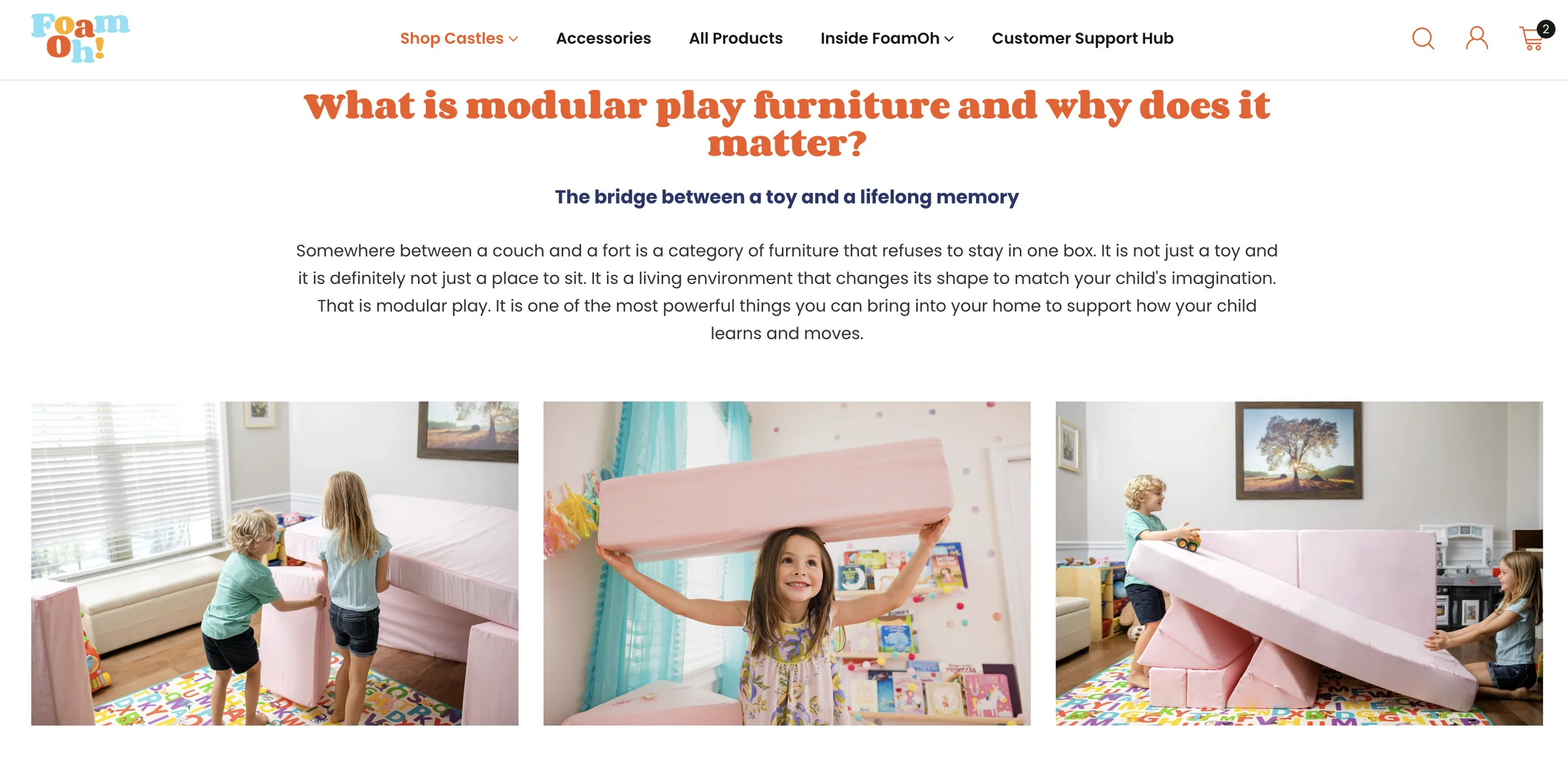 FoamOh — An editorial introduction to modular play furniture with lifestyle photography.