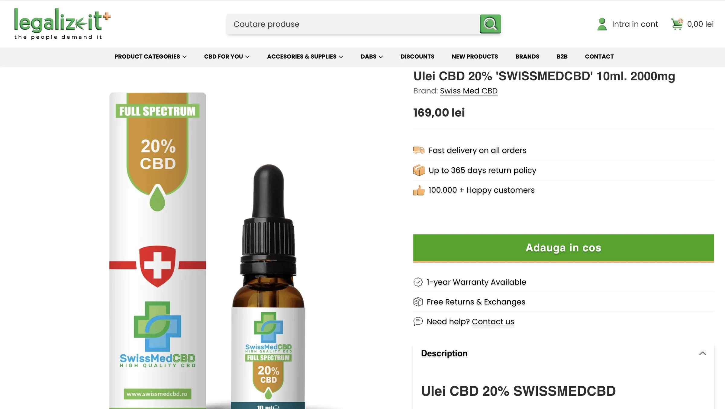 Legalize It Plus CBD Store — Product details and the add-to-cart journey on Shopify.
