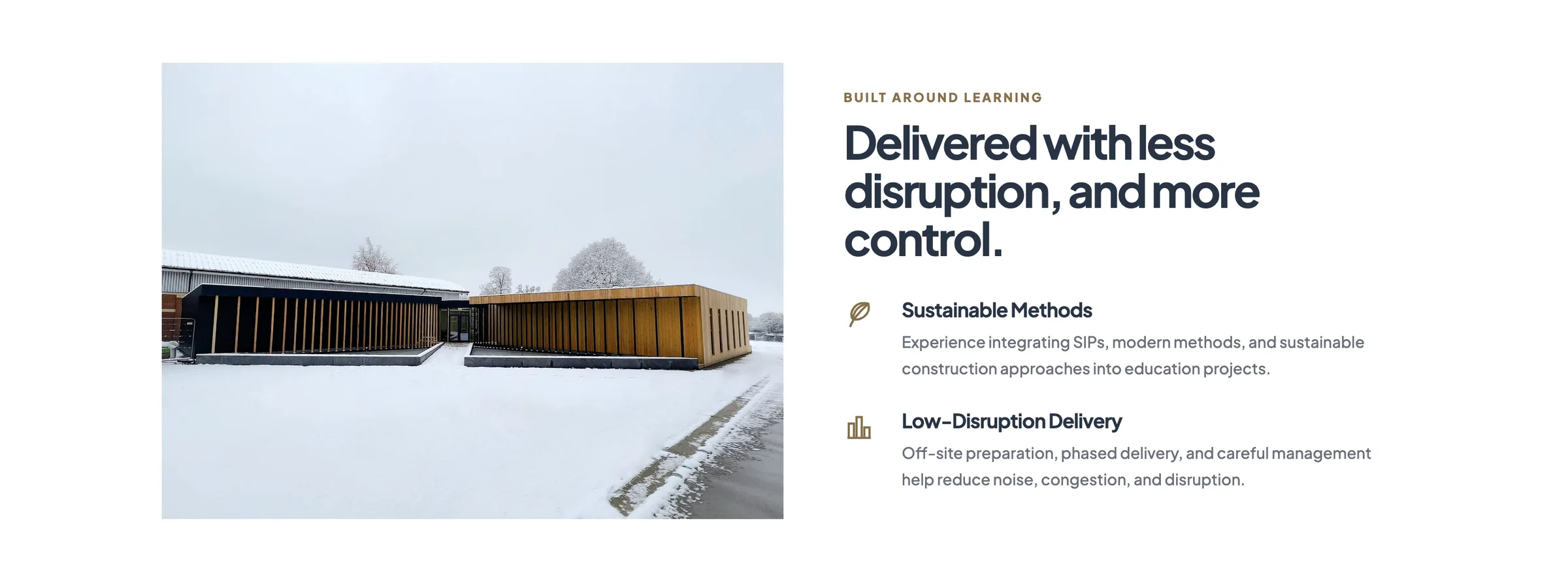 Total B Construction — Photography and service information explain the approach to project delivery.